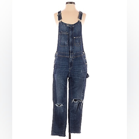 H&M Jeans Hm Distressed Denim Overalls Poshmark